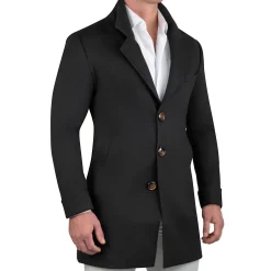 State and Liberty 3 Button Overcoat - Black Herringbone| Coats & Jackets