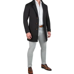 State and Liberty 3 Button Overcoat - Black Herringbone| Coats & Jackets