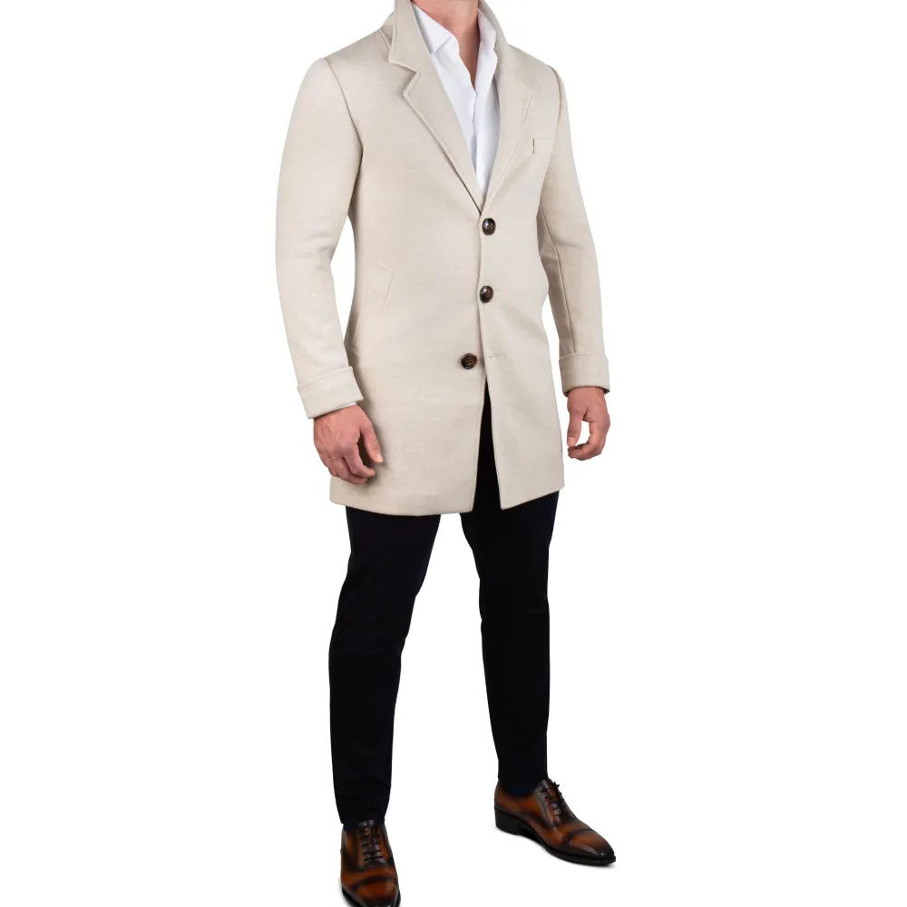 State and Liberty 3 Button Overcoat - Tan Herringbone| Coats & Jackets