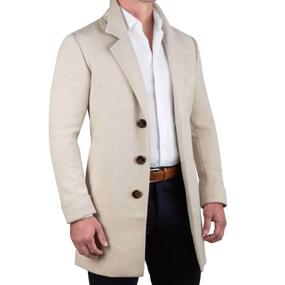 State and Liberty 3 Button Overcoat - Tan Herringbone| Coats & Jackets