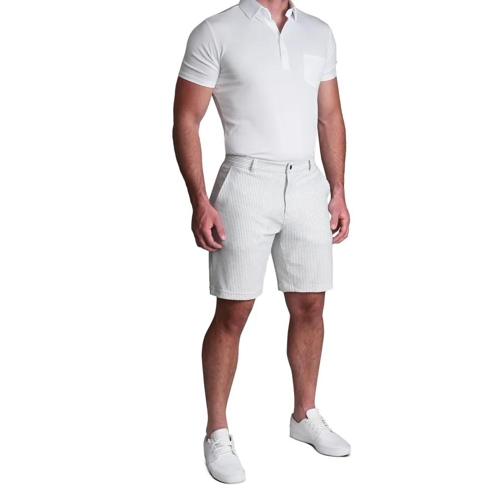 State and Liberty Athletic Fit Shorts - Grey Seersucker| Shorts