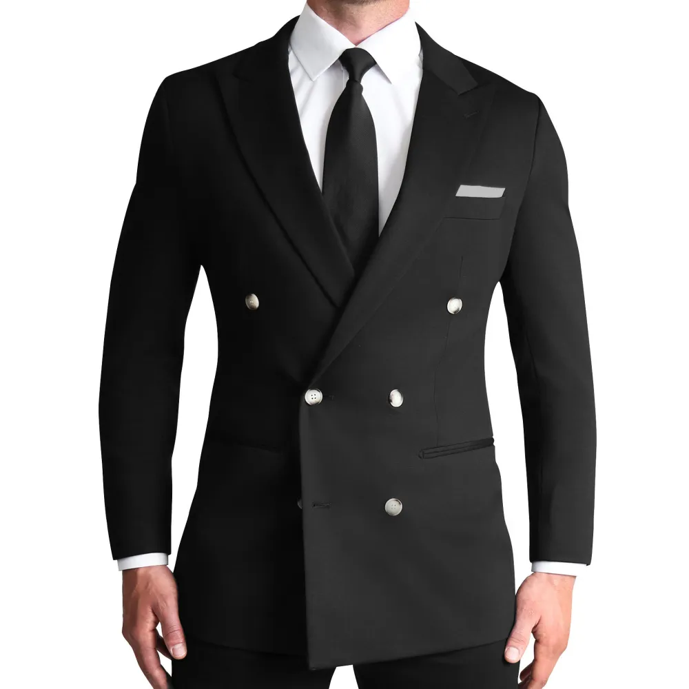 State and Liberty Athletic Fit Stretch Blazer - Black Double Breasted| Casual Blazers|Blazers