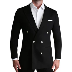 State and Liberty Athletic Fit Stretch Blazer - Black Double Breasted| Casual Blazers|Blazers