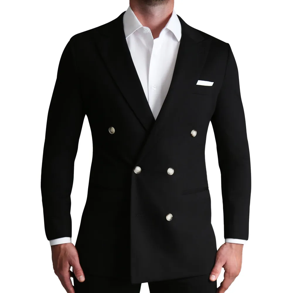 State and Liberty Athletic Fit Stretch Blazer - Black Double Breasted| Casual Blazers|Blazers