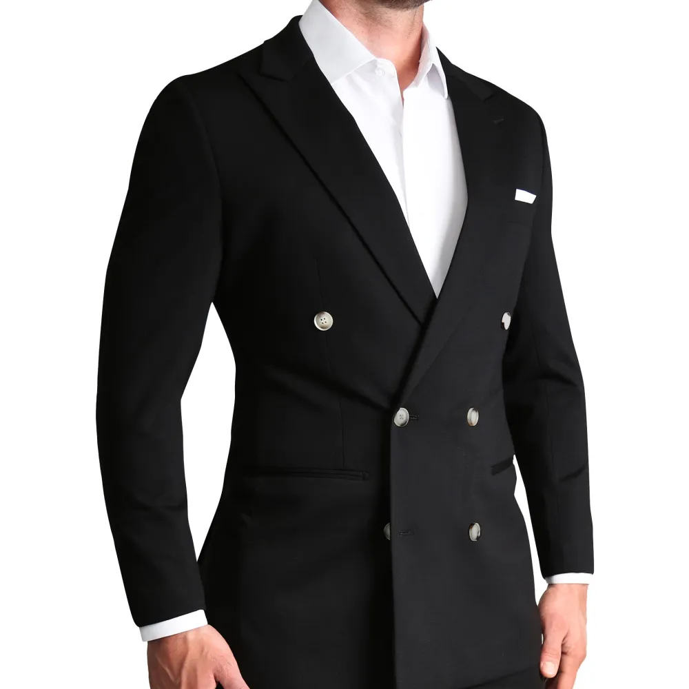 State and Liberty Athletic Fit Stretch Blazer - Black Double Breasted| Casual Blazers|Blazers