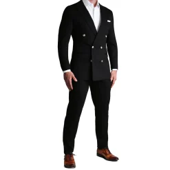 State and Liberty Athletic Fit Stretch Blazer - Black Double Breasted| Casual Blazers|Blazers