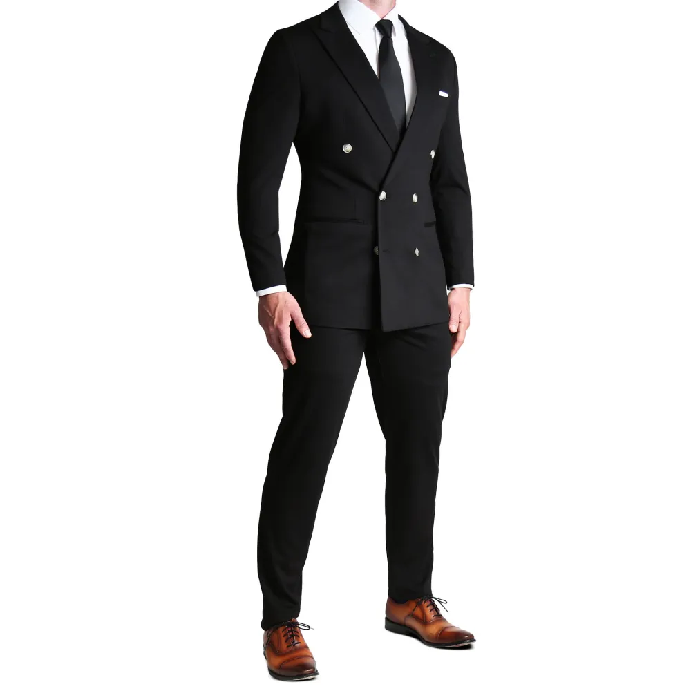 State and Liberty Athletic Fit Stretch Blazer - Black Double Breasted| Casual Blazers|Blazers