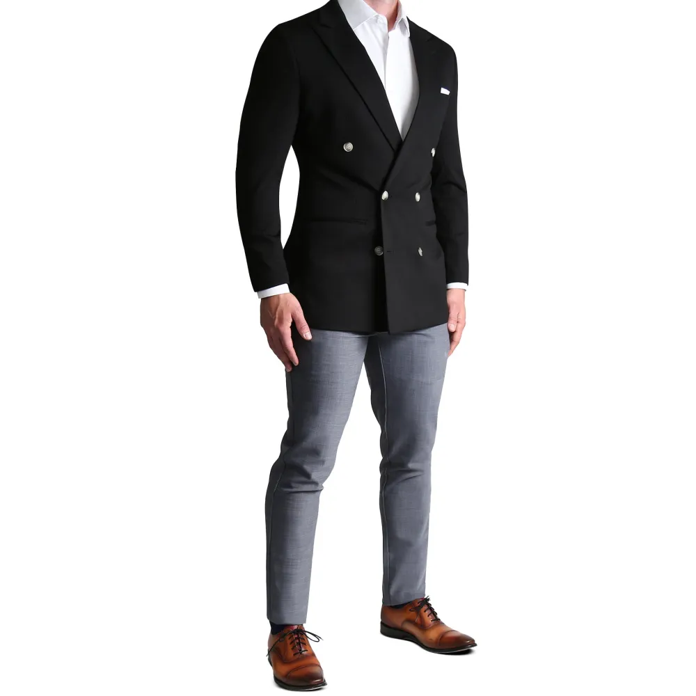 State and Liberty Athletic Fit Stretch Blazer - Black Double Breasted| Casual Blazers|Blazers