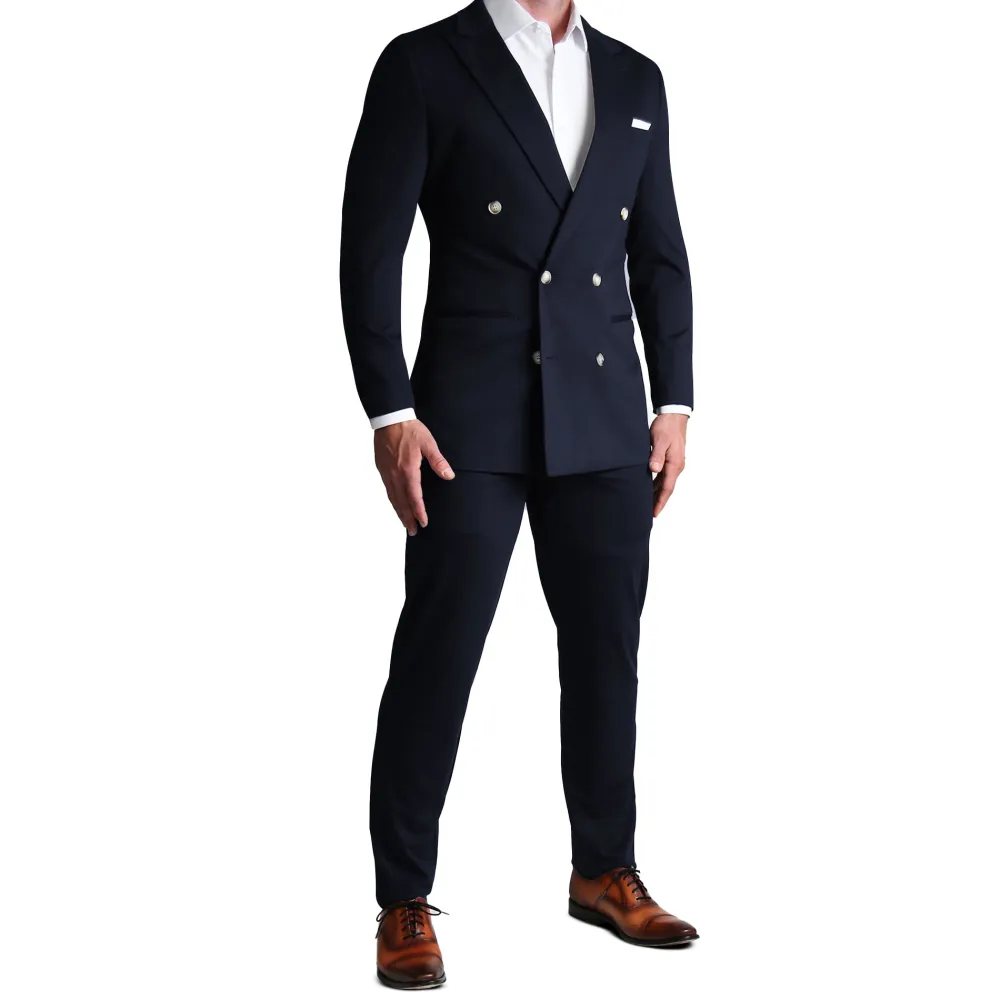 State and Liberty Athletic Fit Stretch Blazer - Navy Double Breasted| Casual Blazers|Blazers
