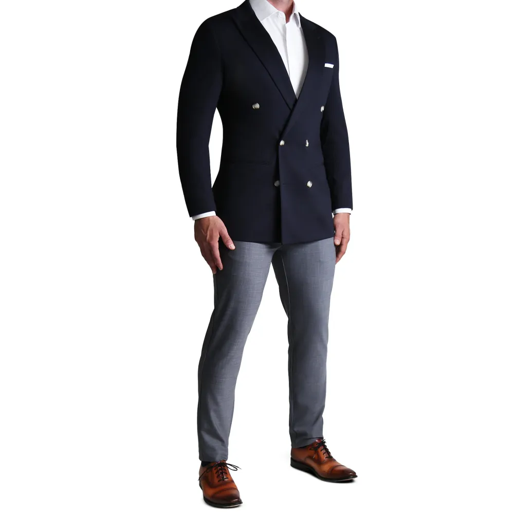 State and Liberty Athletic Fit Stretch Blazer - Navy Double Breasted| Casual Blazers|Blazers