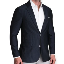 State and Liberty Athletic Fit Stretch Blazer - Navy Seersucker| Casual Blazers|Blazers