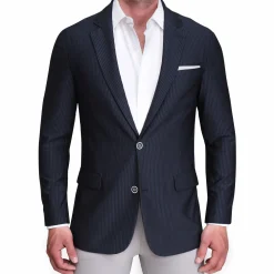 State and Liberty Athletic Fit Stretch Blazer - Navy Seersucker| Casual Blazers|Blazers
