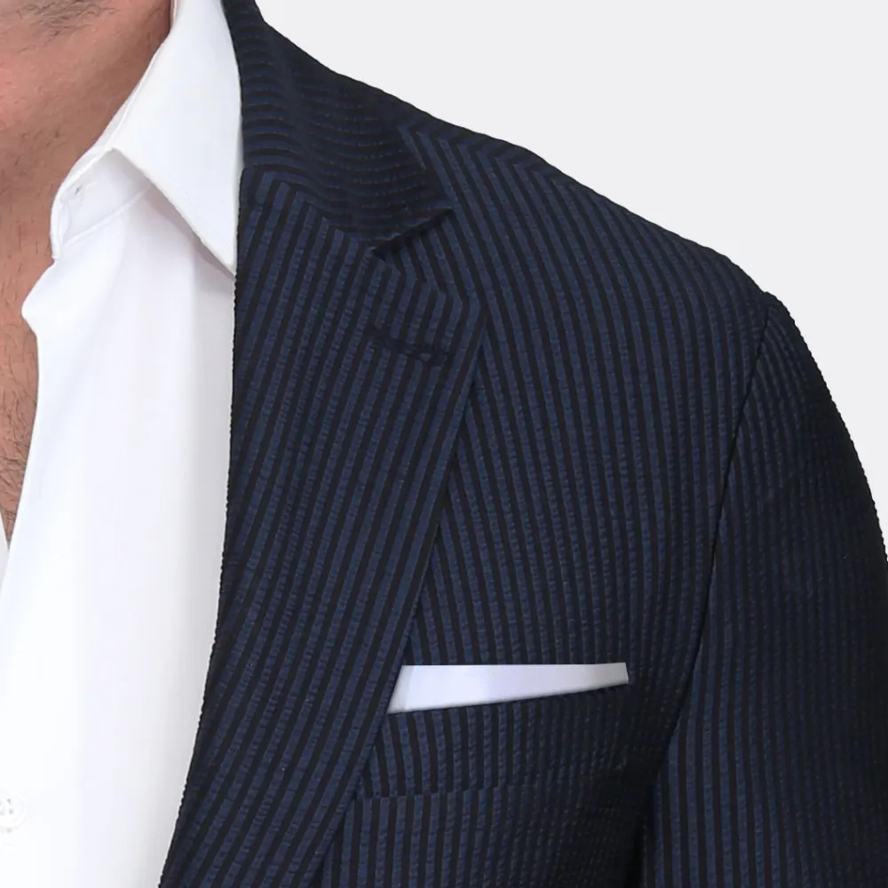 State and Liberty Athletic Fit Stretch Blazer - Navy Seersucker| Casual Blazers|Blazers