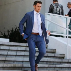 State and Liberty Athletic Fit Stretch Blazer - Heathered Blue| Casual Blazers|Blazers