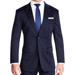 State and Liberty Athletic Fit Stretch Blazer - Blue Plaid| Casual Blazers|Blazers