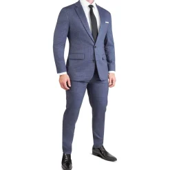 State and Liberty Athletic Fit Stretch Blazer - Storm Blue & Navy Plaid| Casual Blazers|Blazers