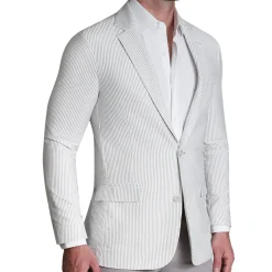 State and Liberty Athletic Fit Stretch Blazer - Grey Seersucker| Casual Blazers|Blazers