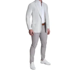 State and Liberty Athletic Fit Stretch Blazer - Grey Seersucker| Casual Blazers|Blazers