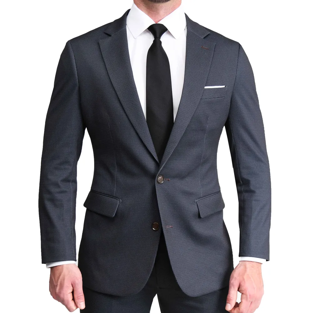 State and Liberty Athletic Fit Stretch Blazer - Charcoal Microcheck| Casual Blazers|Blazers