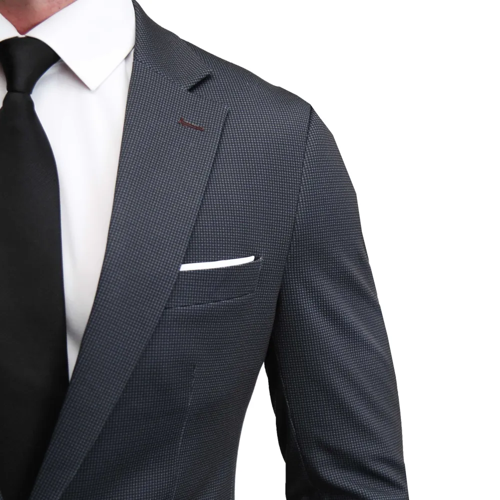 State and Liberty Athletic Fit Stretch Blazer - Charcoal Microcheck| Casual Blazers|Blazers