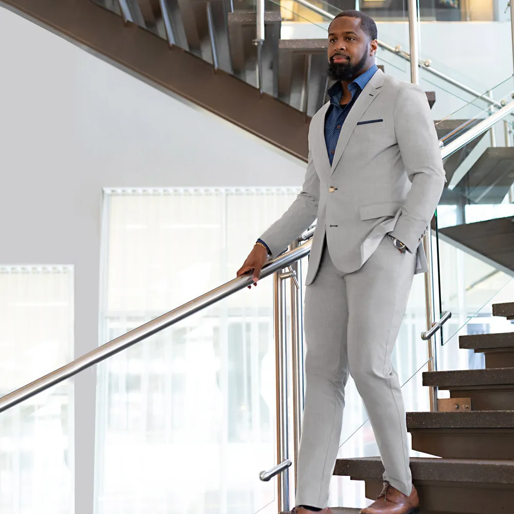State and Liberty Athletic Fit Stretch Blazer - Lightweight Heathered Light Grey| Casual Blazers|Blazers