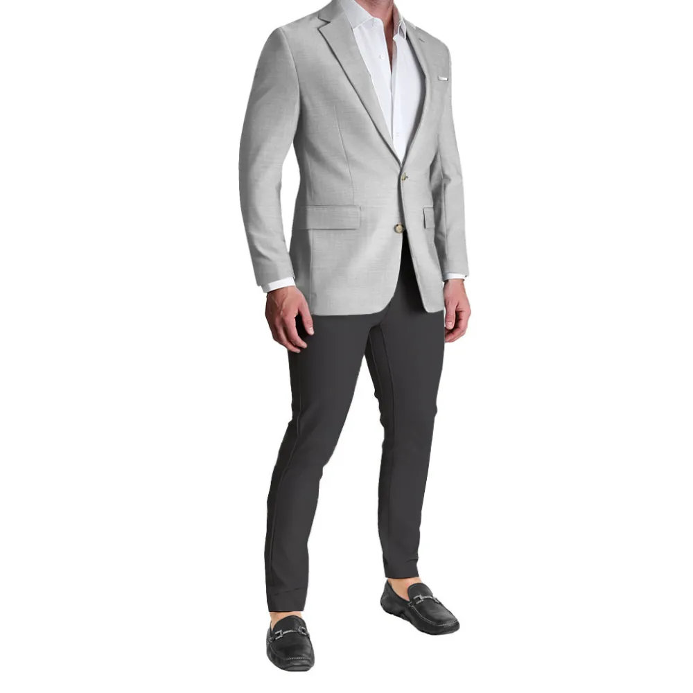 State and Liberty Athletic Fit Stretch Blazer - Lightweight Heathered Light Grey| Casual Blazers|Blazers