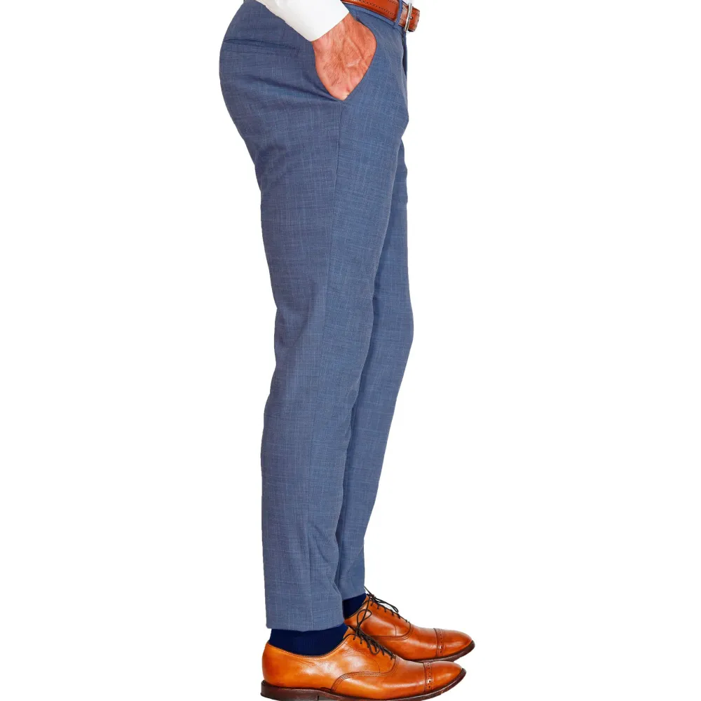 State and Liberty Athletic Fit Stretch Suit Pants - Heathered Blue| Tech Chinos|Suit Pants