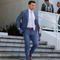 State and Liberty Athletic Fit Stretch Suit Pants - Heathered Blue| Tech Chinos|Suit Pants