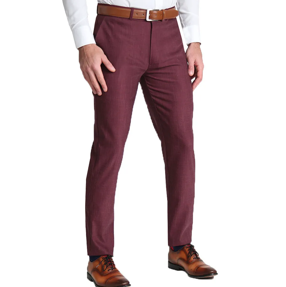 State and Liberty Athletic Fit Stretch Suit Pants - Heathered Maroon| Tech Chinos|Suit Pants