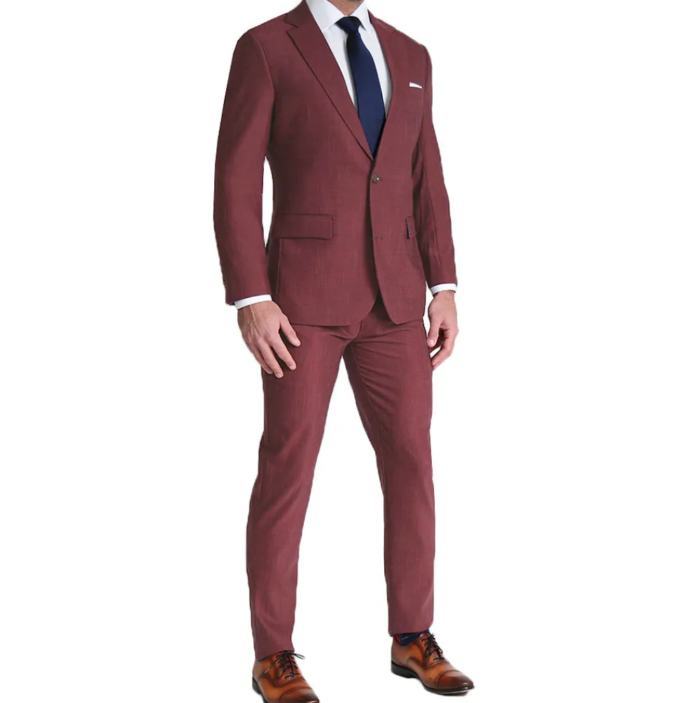 State and Liberty Athletic Fit Stretch Suit Pants - Heathered Maroon| Tech Chinos|Suit Pants