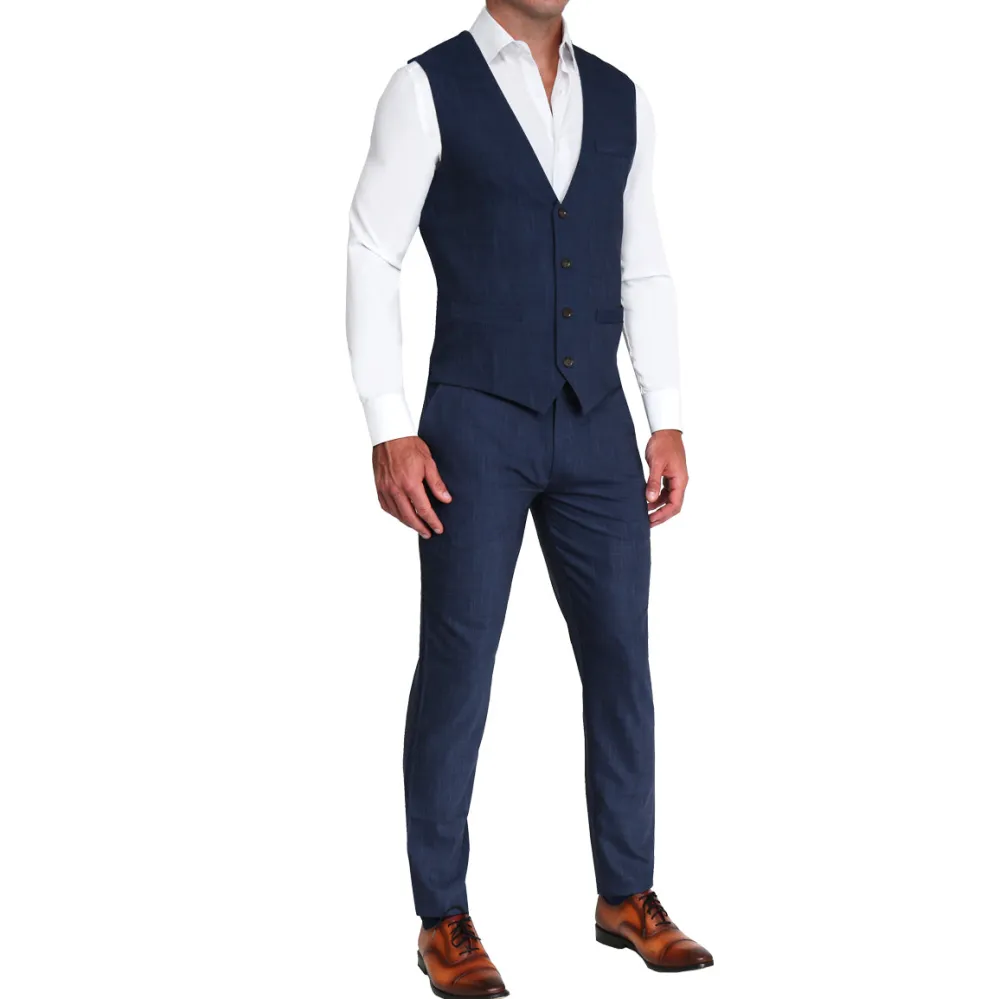 State and Liberty Athletic Fit Stretch Suit Vest - Heathered Navy| Vests