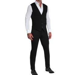 State and Liberty Athletic Fit Stretch Suit Vest - Black| Vests