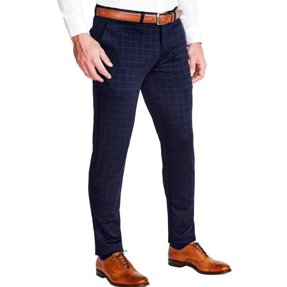 State and Liberty Athletic Fit Stretch Suit - Blue Plaid| Suits
