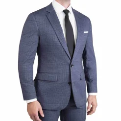 State and Liberty Athletic Fit Stretch Suit - Storm Blue & Navy Plaid| Suits