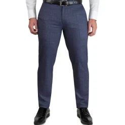 State and Liberty Athletic Fit Stretch Suit - Storm Blue & Navy Plaid| Suits
