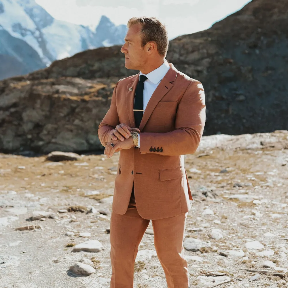 State and Liberty Athletic Fit Stretch Suit - Heathered Copper| Suits