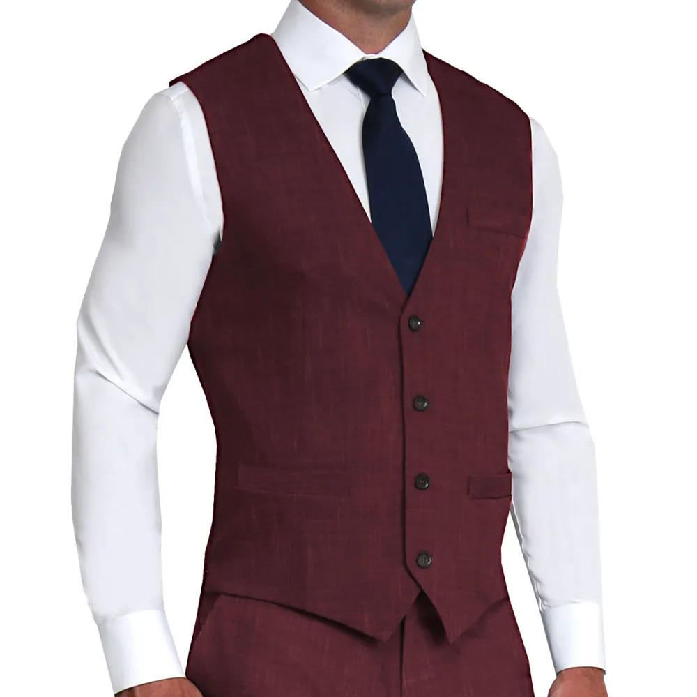 State and Liberty Athletic Fit Stretch Suit Vest - Heathered Maroon| Vests