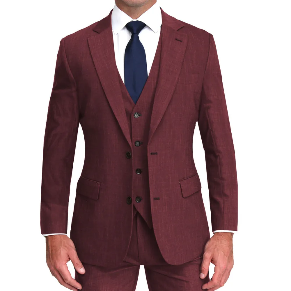 State and Liberty Athletic Fit Stretch Suit Vest - Heathered Maroon| Vests