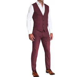 State and Liberty Athletic Fit Stretch Suit Vest - Heathered Maroon| Vests