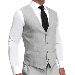 State and Liberty Athletic Fit Stretch Suit Vest - Lightweight Heathered Light Grey| Vests