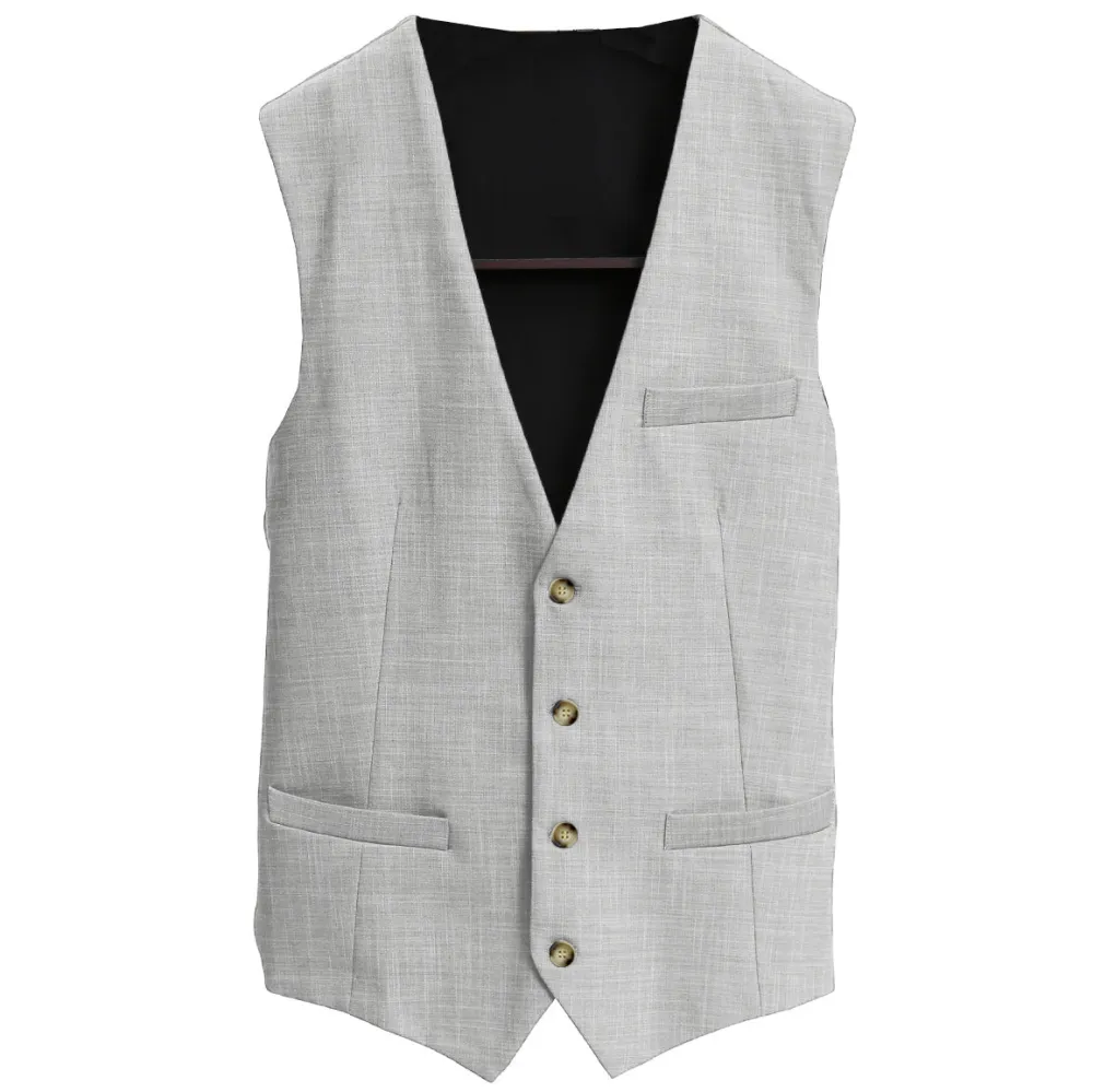 State and Liberty Athletic Fit Stretch Suit Vest - Lightweight Heathered Light Grey| Vests