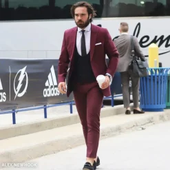 State and Liberty Athletic Fit Stretch Suit - Heathered Maroon| Suits