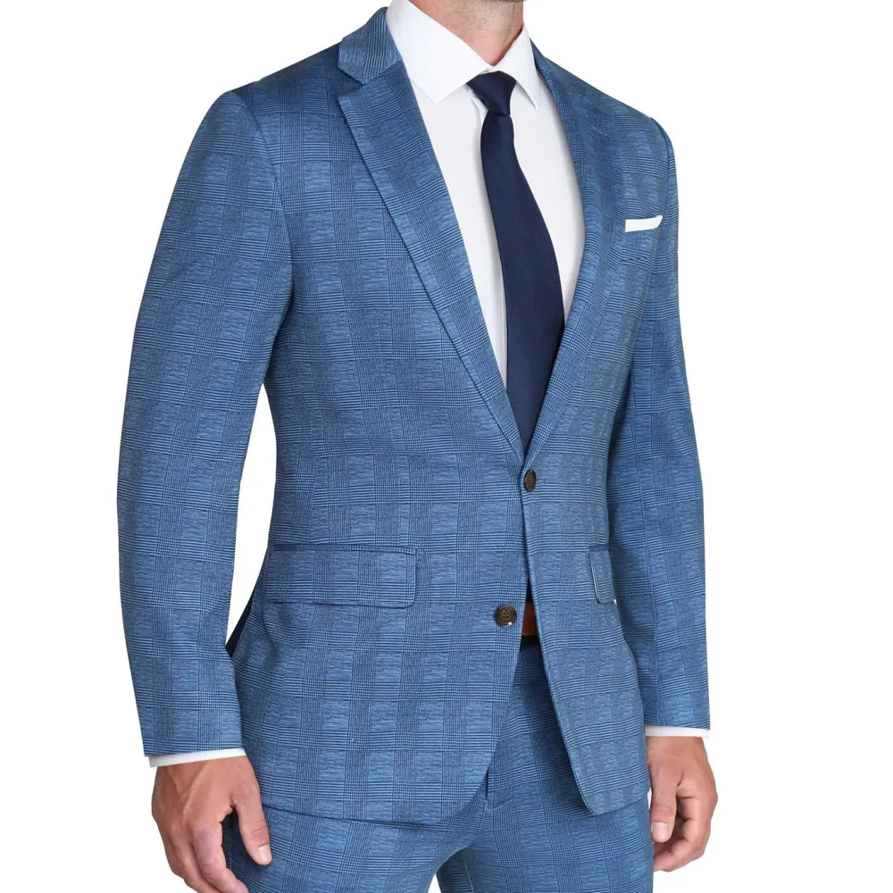 State and Liberty Athletic Fit Stretch Suit - Electric Blue Plaid| Suits