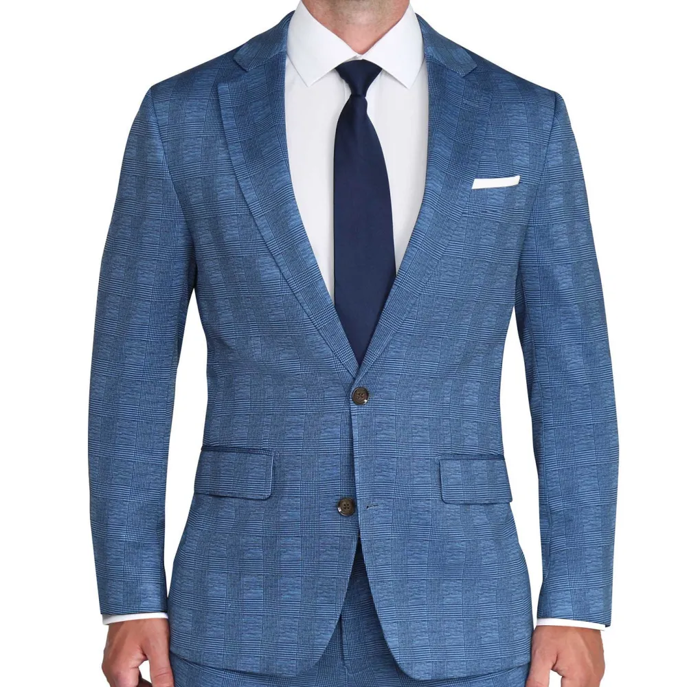 State and Liberty Athletic Fit Stretch Suit - Electric Blue Plaid| Suits