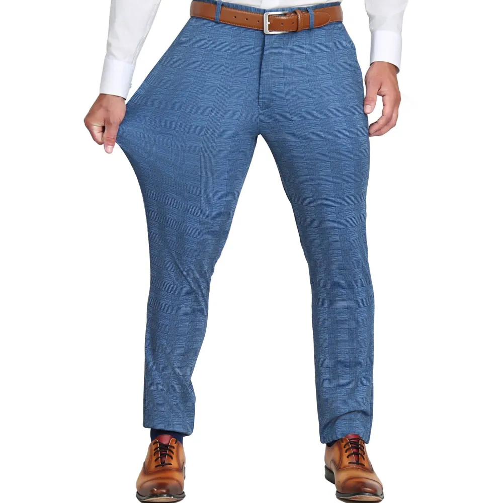 State and Liberty Athletic Fit Stretch Suit - Electric Blue Plaid| Suits