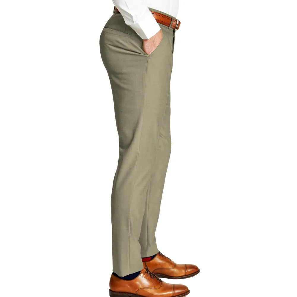 State and Liberty Athletic Fit Stretch Suit Pants - Heathered Olive| Suit Pants|Dress Pants