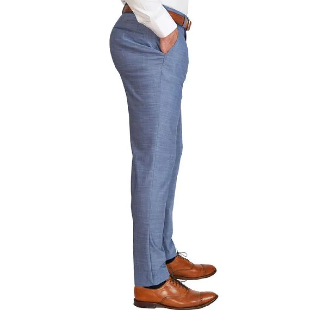 State and Liberty Athletic Fit Stretch Suit Pants - Heathered Light Blue| Tech Chinos|Suit Pants