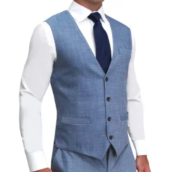 State and Liberty Athletic Fit Stretch Suit Vest - Heathered Light Blue| Vests