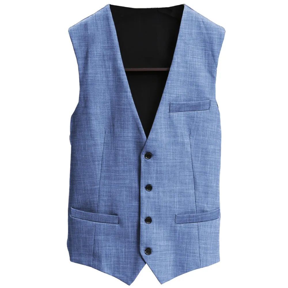 State and Liberty Athletic Fit Stretch Suit Vest - Heathered Light Blue| Vests