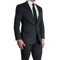 State and Liberty Athletic Fit Stretch Suit - Charcoal Microcheck| Suits